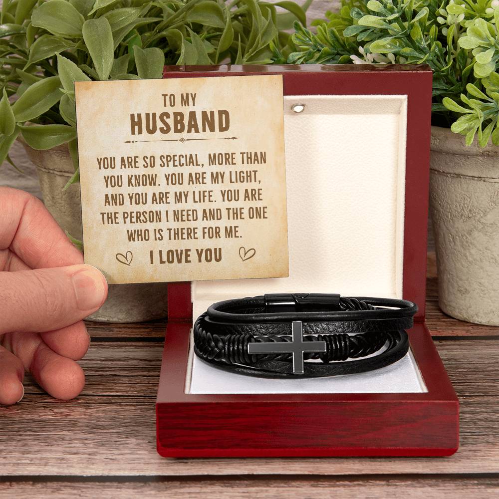 Men's Cross Titanium Bracelet | To my Husband |Gift for Husband with Luxury Box