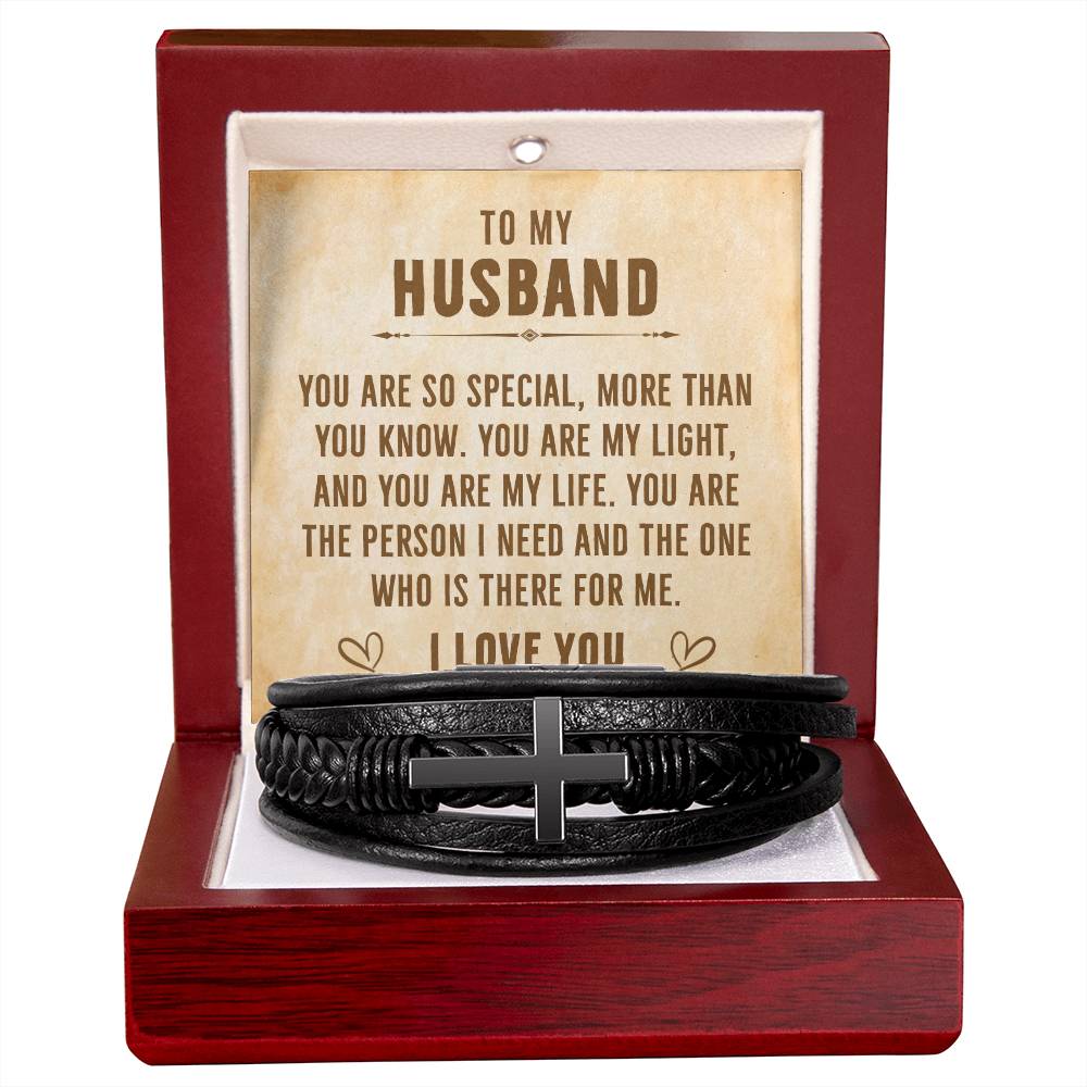 Men's Cross Titanium Bracelet | To my Husband |Gift for Husband with Luxury Box