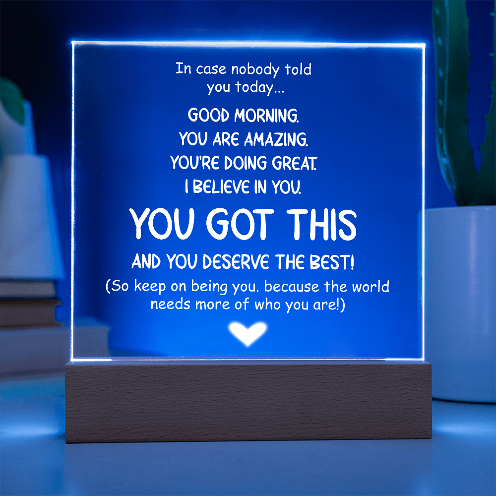Acrylic Square Plaque - You Got This and You Deserve the Best