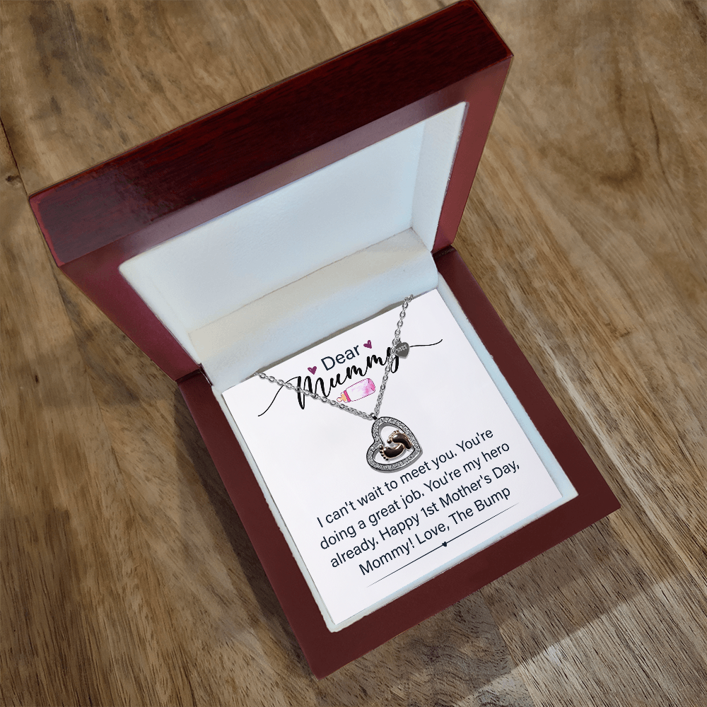 Best Gifts for First time mom, To My Mom Baby Feet Heart Necklace, Mother's Day Gift for Mom - Heartfelt First Mom Gift