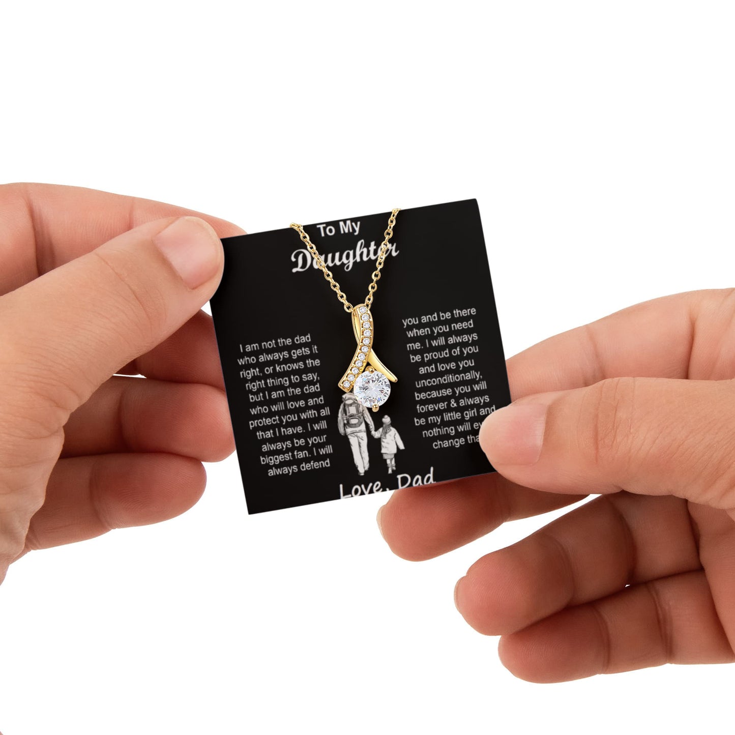 To My Daughter Necklace From Dad With Heartfelt Message & Elegant Box