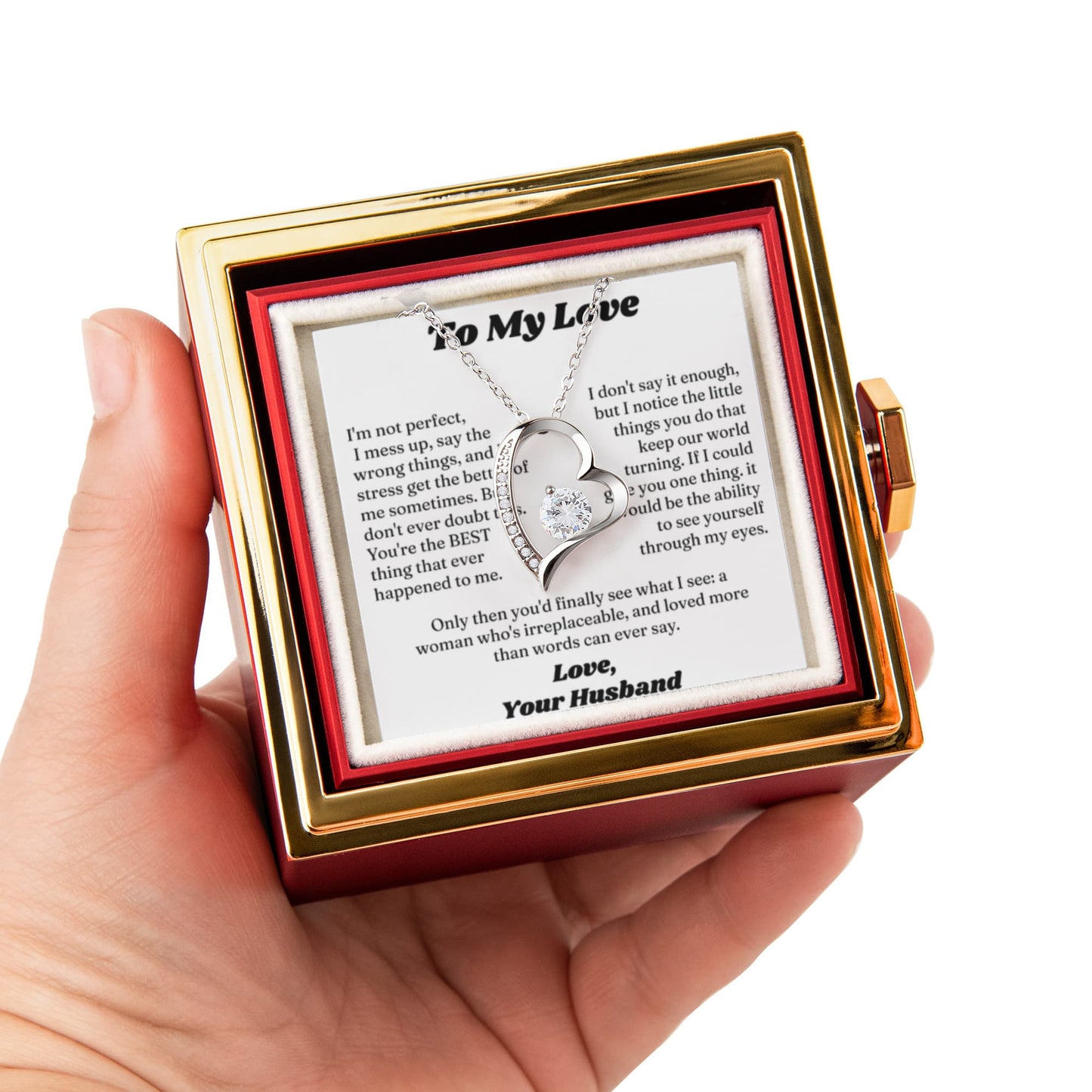 Necklace for Women With Gift Box, I Love You Necklace for Wife on Valentine's Day