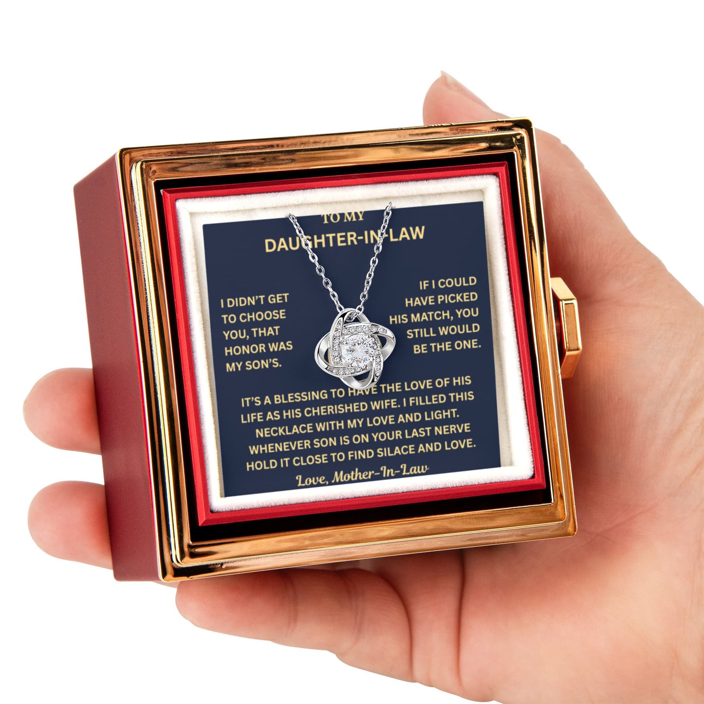 To My Daughter-in-Law - My Family Adores You - Love Knot Necklace