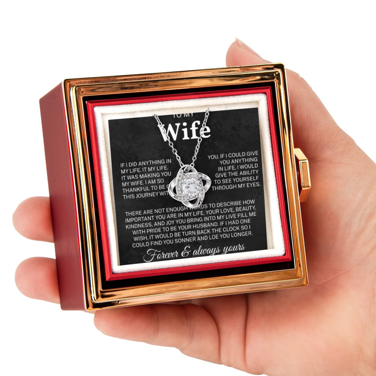 To My Wife - Unique Necklace With Heartfelt Message & Gift Box