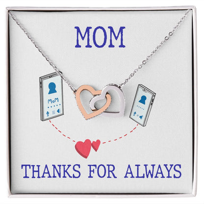 Mom Necklace, Gift For Mother’s Day Interlocked Hearts Necklace