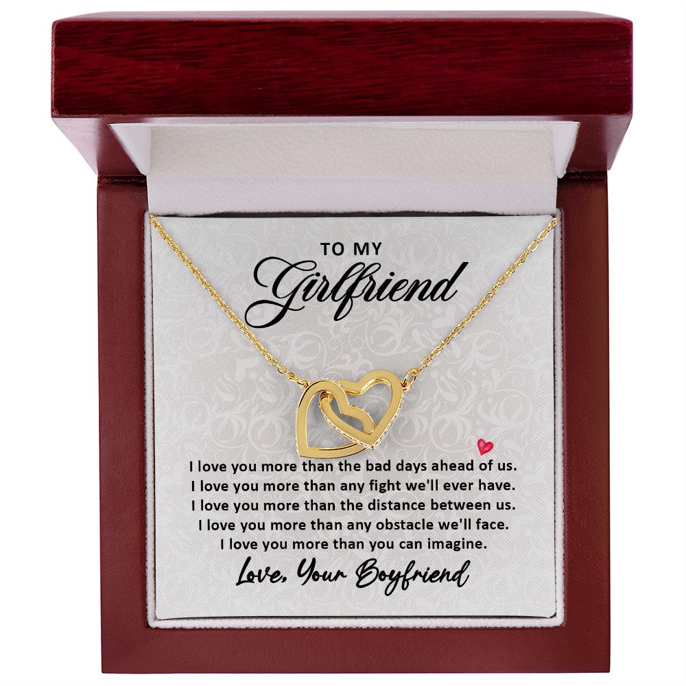 To My Girlfriend Personalized Interlocking Heart Necklace Gift She'll Never Forget