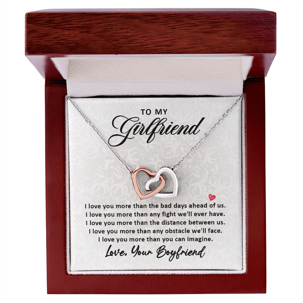 To My Girlfriend Personalized Interlocking Heart Necklace Gift She'll Never Forget