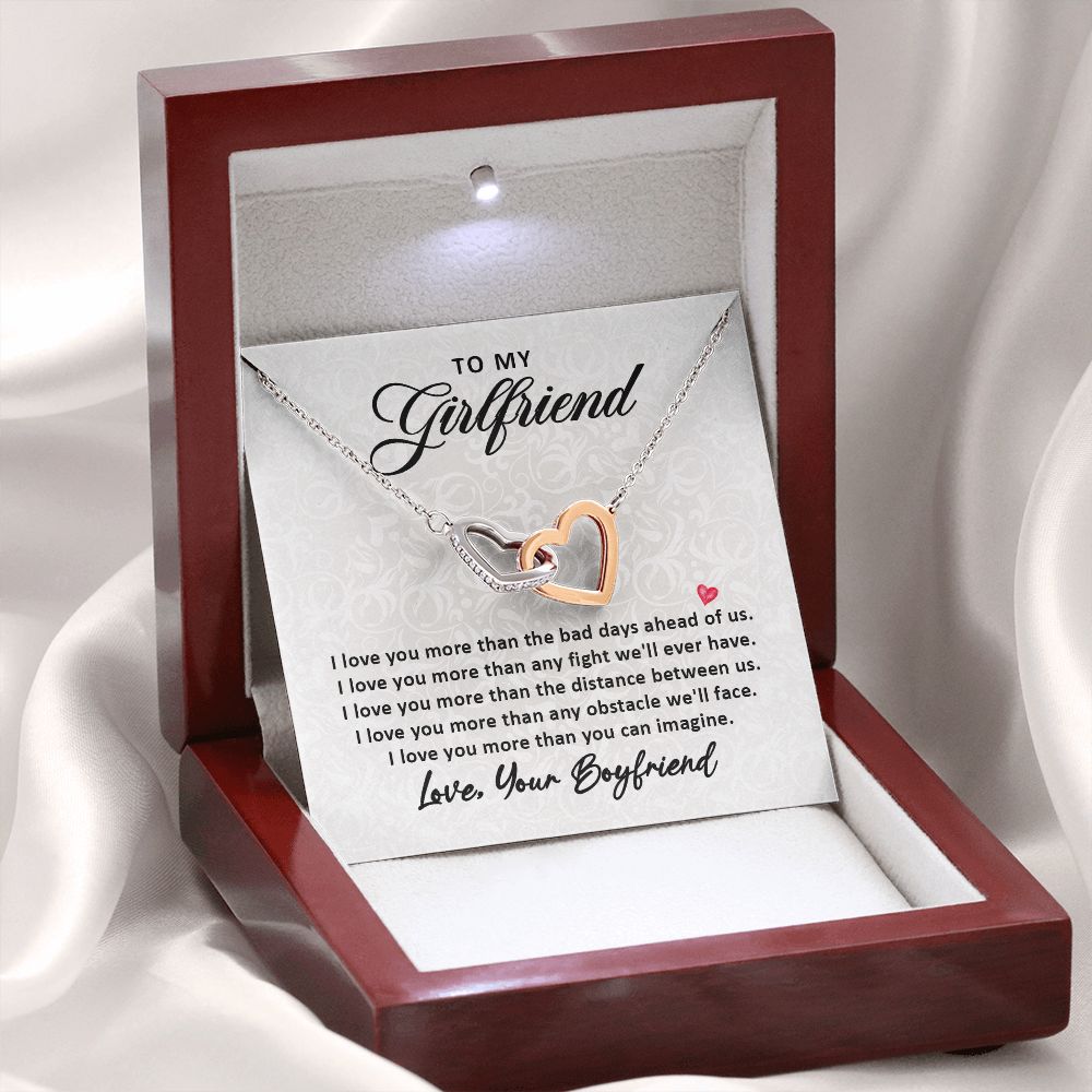 To My Girlfriend Personalized Interlocking Heart Necklace Gift She'll Never Forget