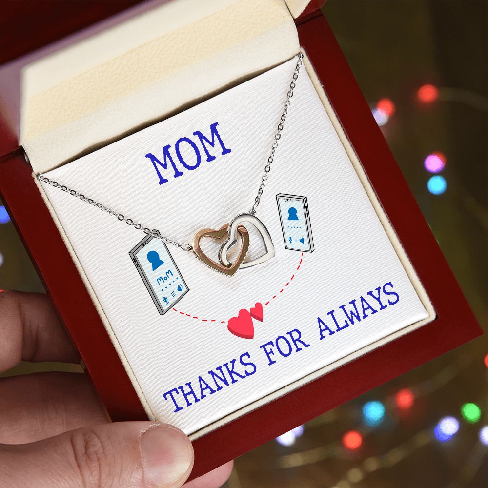 Mom Necklace, Gift For Mother’s Day Interlocked Hearts Necklace