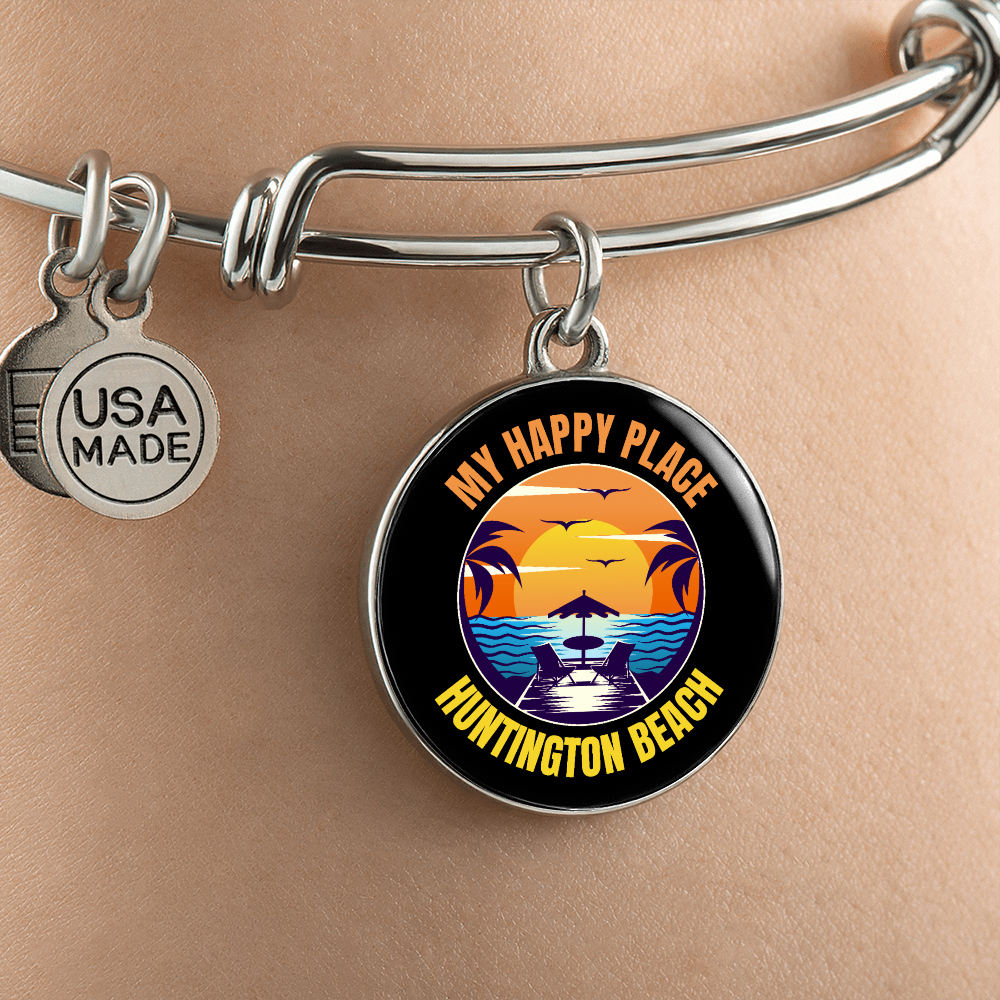 Happily Place Huntington Beach Adjustable Bangle Bracelet - Exquisite Personalized Jewelry