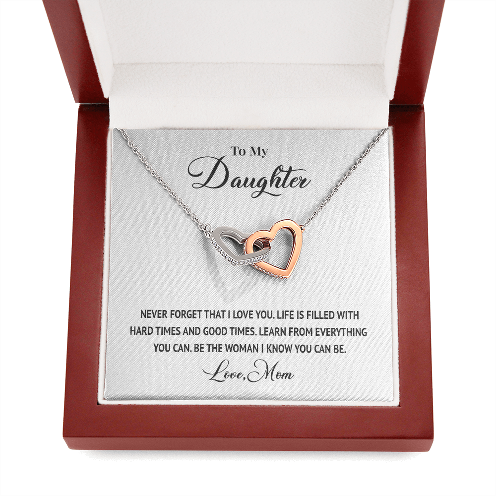 To My Daughter Interlocked Necklace with Cubic Zirconia: A Touch of Brilliance