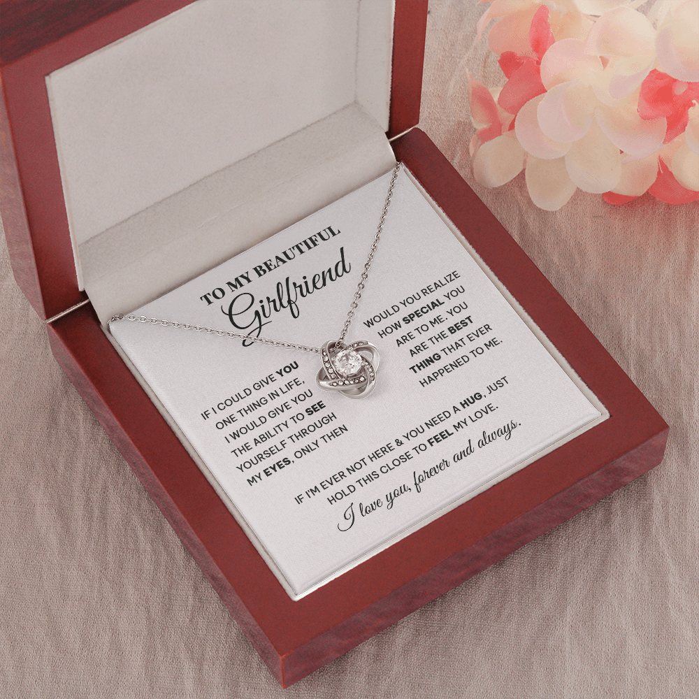 To My Beautiful Girlfriend Gift For Soulmate Future Wife Interlocking Love Knot Necklace With Message Card And Box