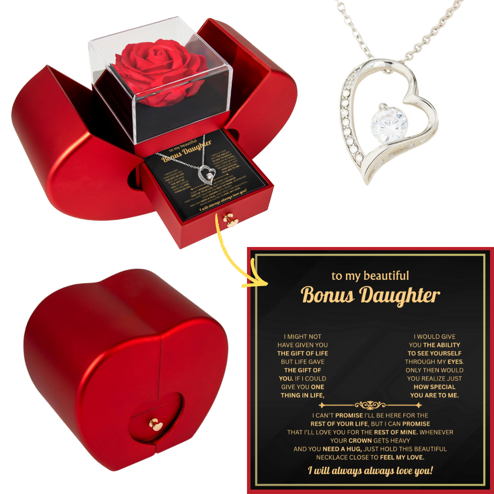 Bonus Daughter Gifts From Stepdad Stepmom With Heartfelt Message & Elegant Box