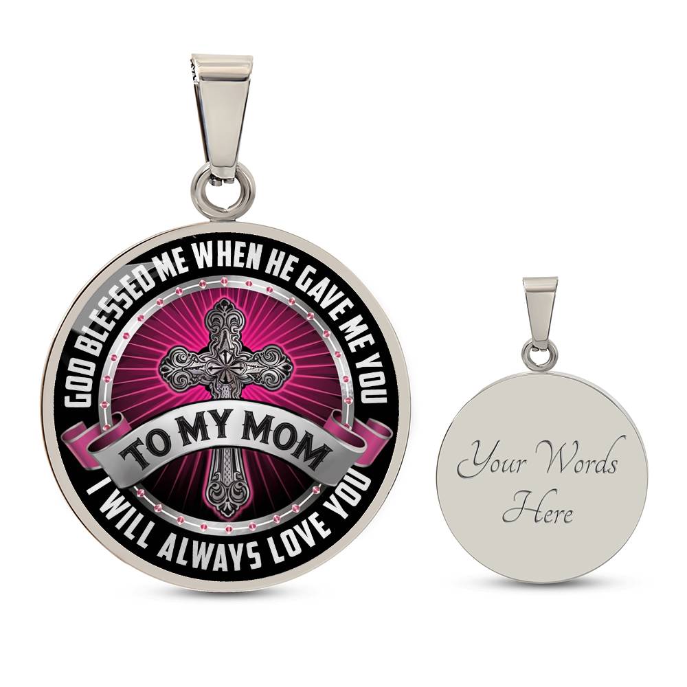 To My Mom Circle Luxury Necklace, Mother Gift, Mothers Day, Love My Mom, Gift For Mothers