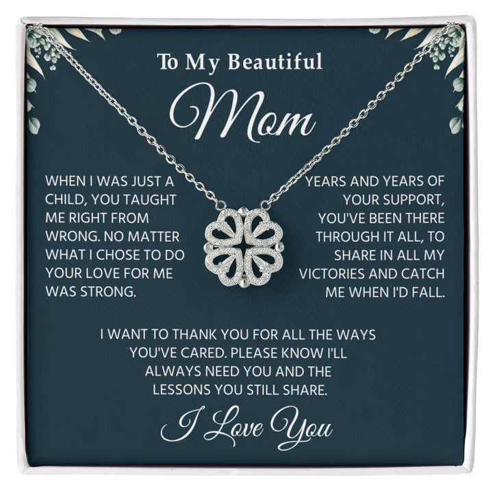 To My Mom Necklace, Sentimental Jewelry Gift From Son With Heartfelt Message