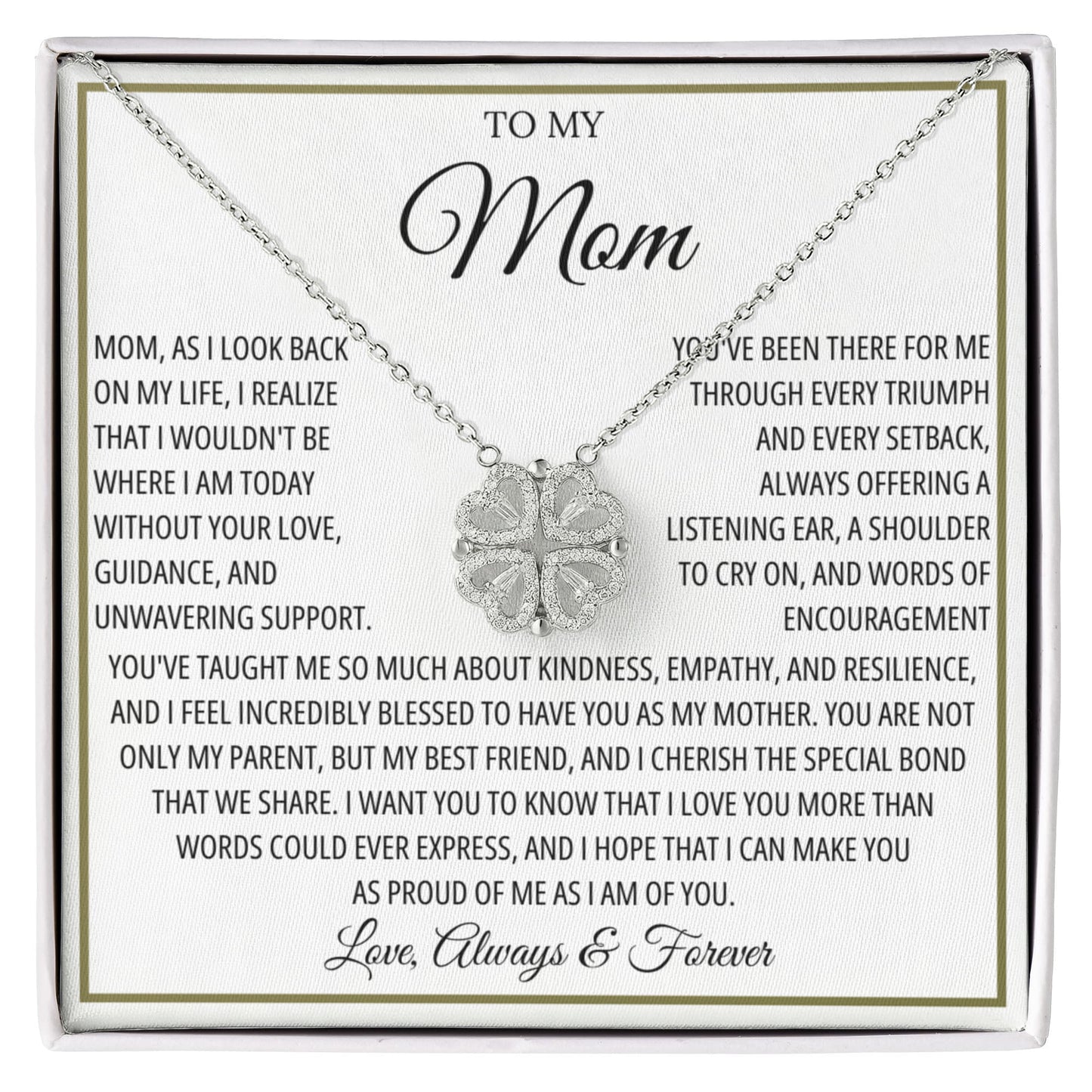 Mom Necklace for Women With Heartfelt Message & Gift Box