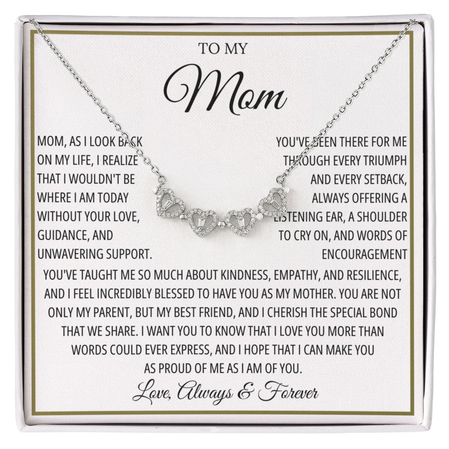 Mom Necklace for Women With Heartfelt Message & Gift Box