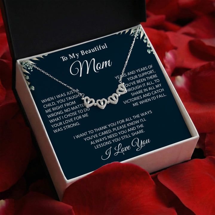 To My Mom Necklace, Sentimental Jewelry Gift From Son With Heartfelt Message