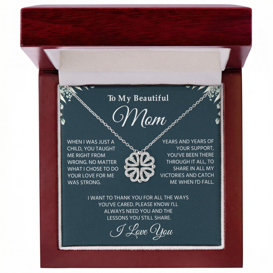 To My Mom Necklace, Sentimental Jewelry Gift From Son With Heartfelt Message