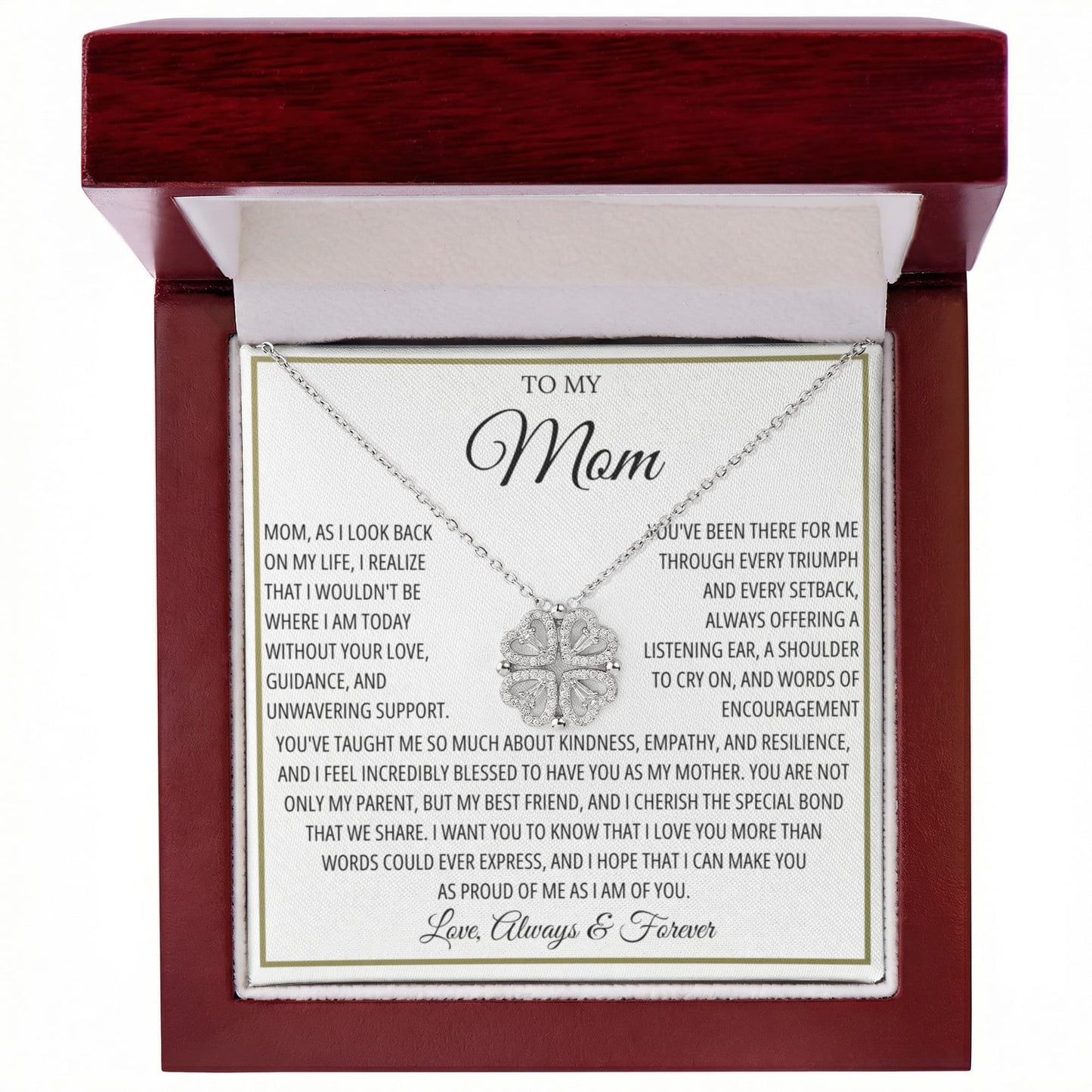 Mom Necklace for Women With Heartfelt Message & Gift Box