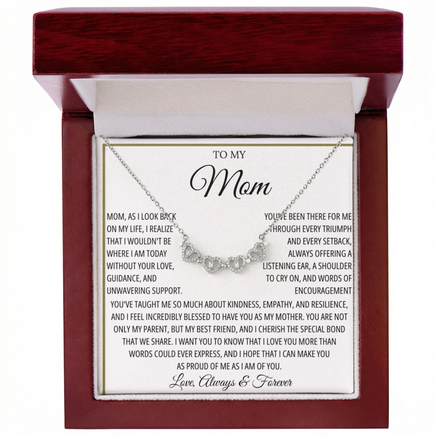 Mom Necklace for Women With Heartfelt Message & Gift Box
