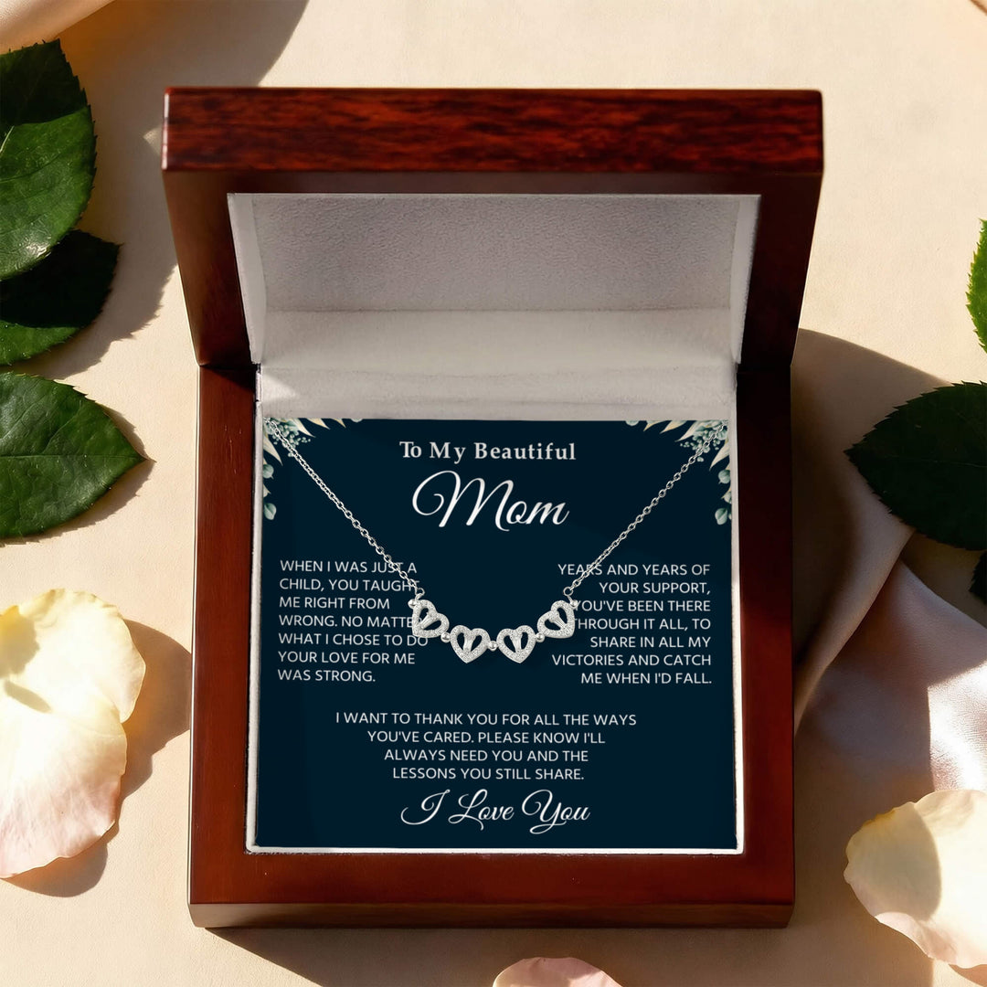 To My Mom Necklace, Sentimental Jewelry Gift From Son With Heartfelt Message
