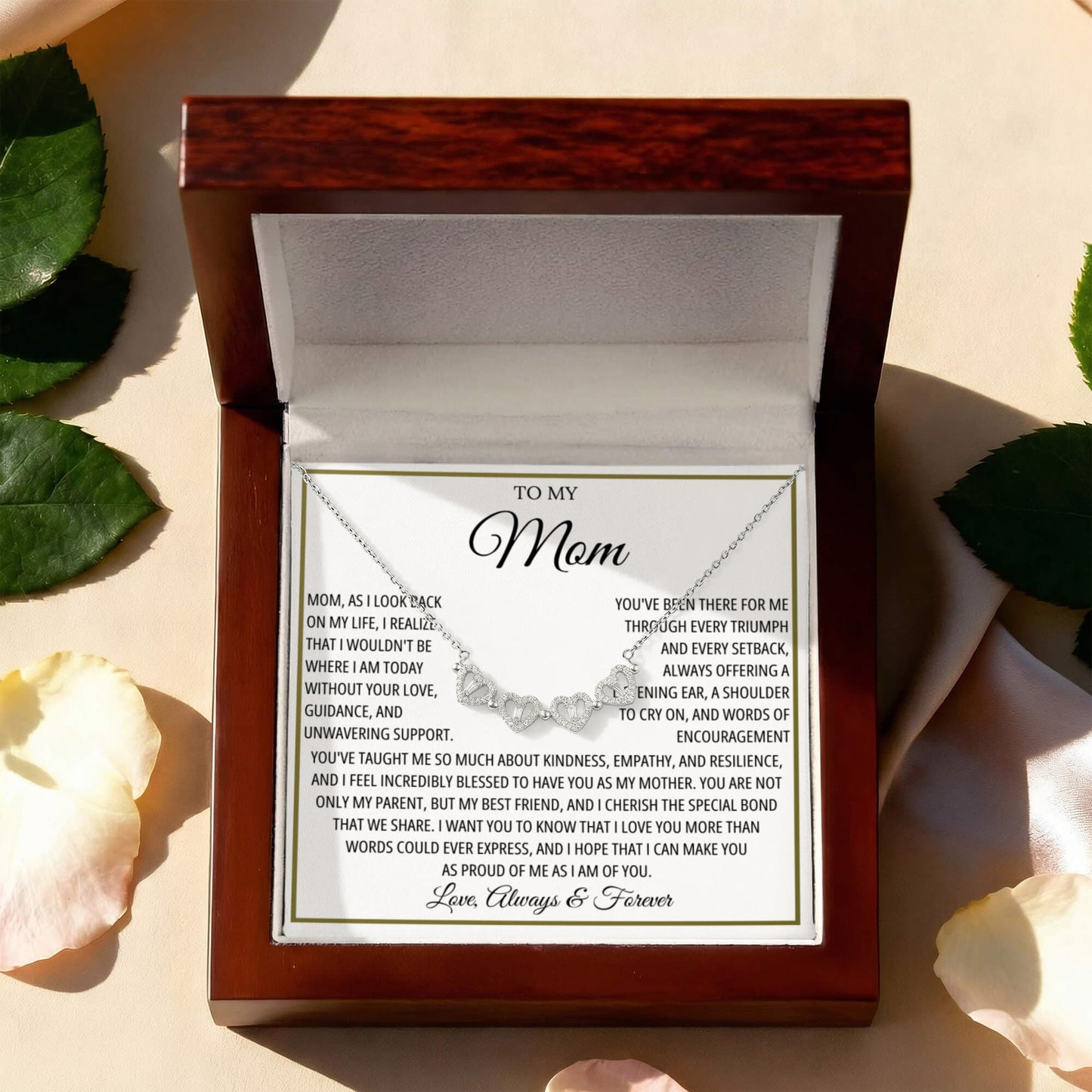 Mom Necklace for Women With Heartfelt Message & Gift Box
