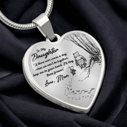 To My Daughter Heart Pendant Necklace  - Jewelry for Daughter Love Mom Birthday Christmas Gift