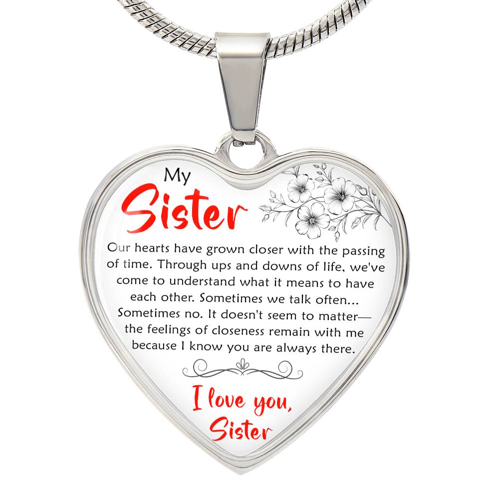 Personalized Sister Heart Necklace, Luxury Necklace for Sister, Sister Pendant Matching Relationship Birthday Jewelry for Girls Women