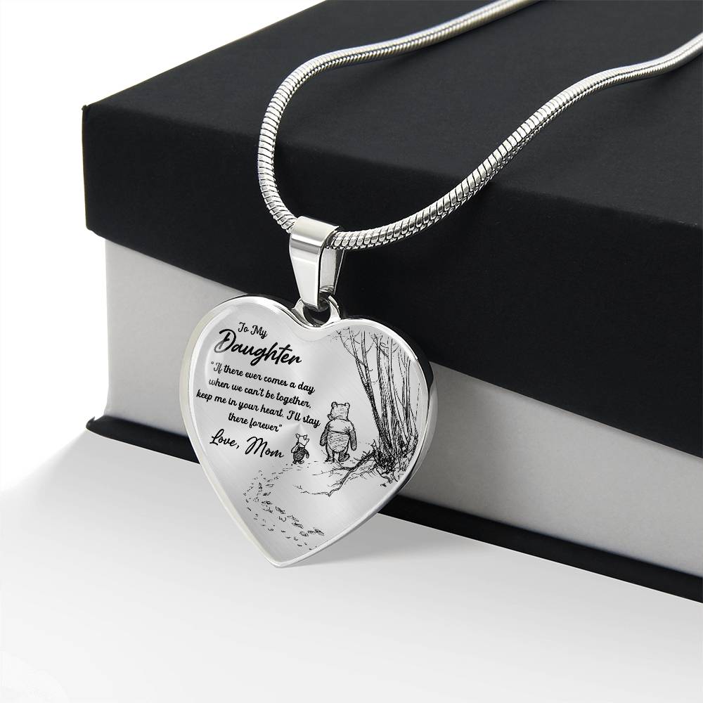 To My Daughter Heart Pendant Necklace  - Jewelry for Daughter Love Mom Birthday Christmas Gift