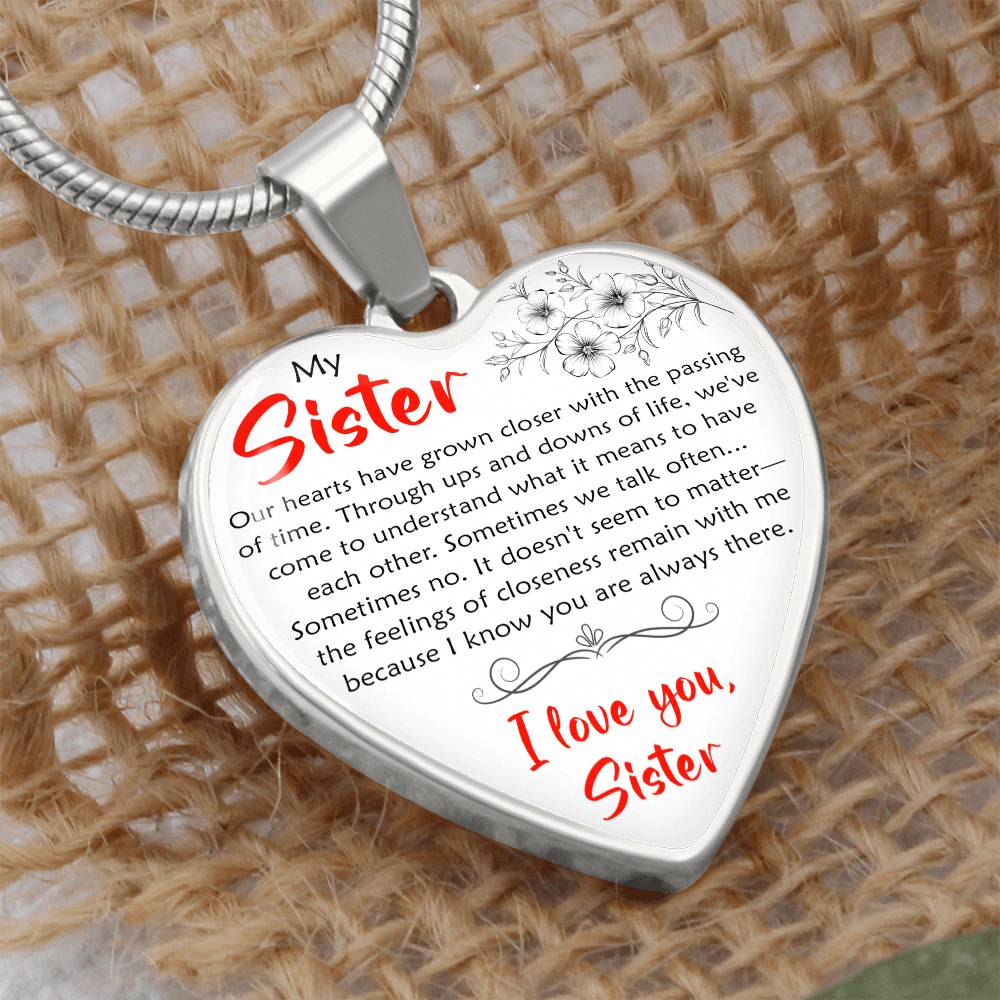 Personalized Sister Heart Necklace, Luxury Necklace for Sister, Sister Pendant Matching Relationship Birthday Jewelry for Girls Women