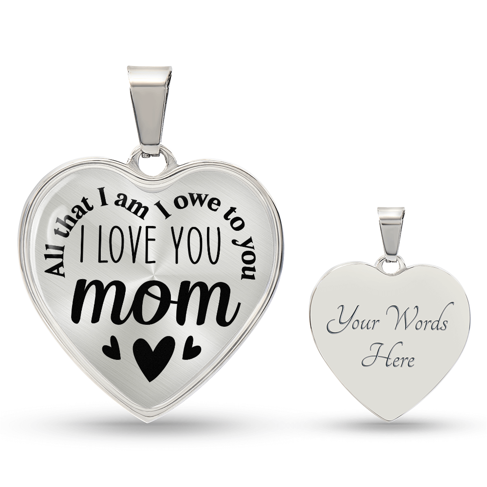 Mother's Heart Necklace for Women - Surgical Steel Heart Necklace, Mom Necklace Heart.