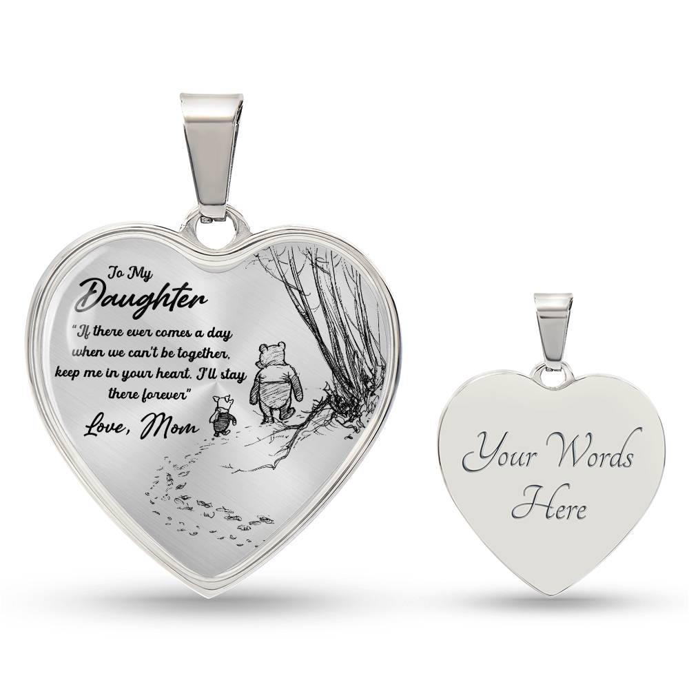 To My Daughter Heart Pendant Necklace  - Jewelry for Daughter Love Mom Birthday Christmas Gift