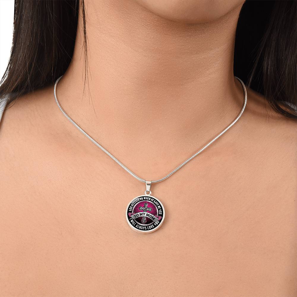 To My Mom Circle Luxury Necklace, Mother Gift, Mothers Day, Love My Mom, Gift For Mothers