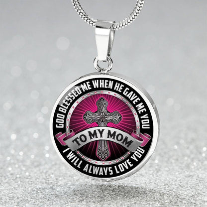 To My Mom Circle Luxury Necklace, Mother Gift, Mothers Day, Love My Mom, Gift For Mothers