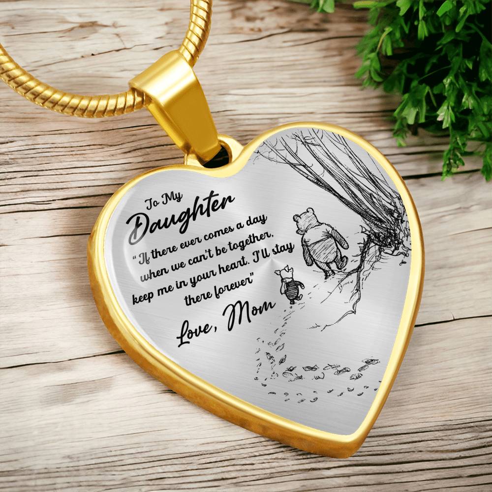 To My Daughter Heart Pendant Necklace  - Jewelry for Daughter Love Mom Birthday Christmas Gift