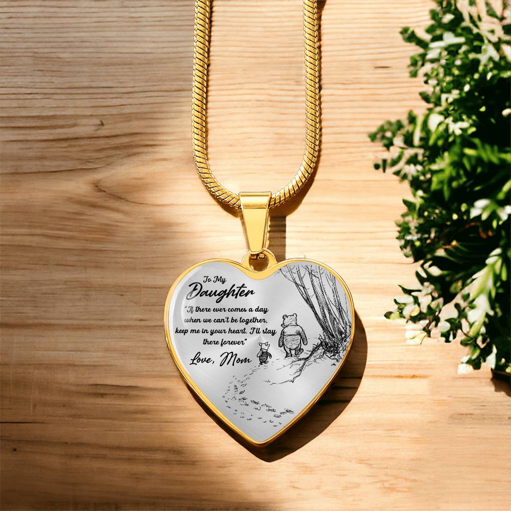 To My Daughter Heart Pendant Necklace  - Jewelry for Daughter Love Mom Birthday Christmas Gift