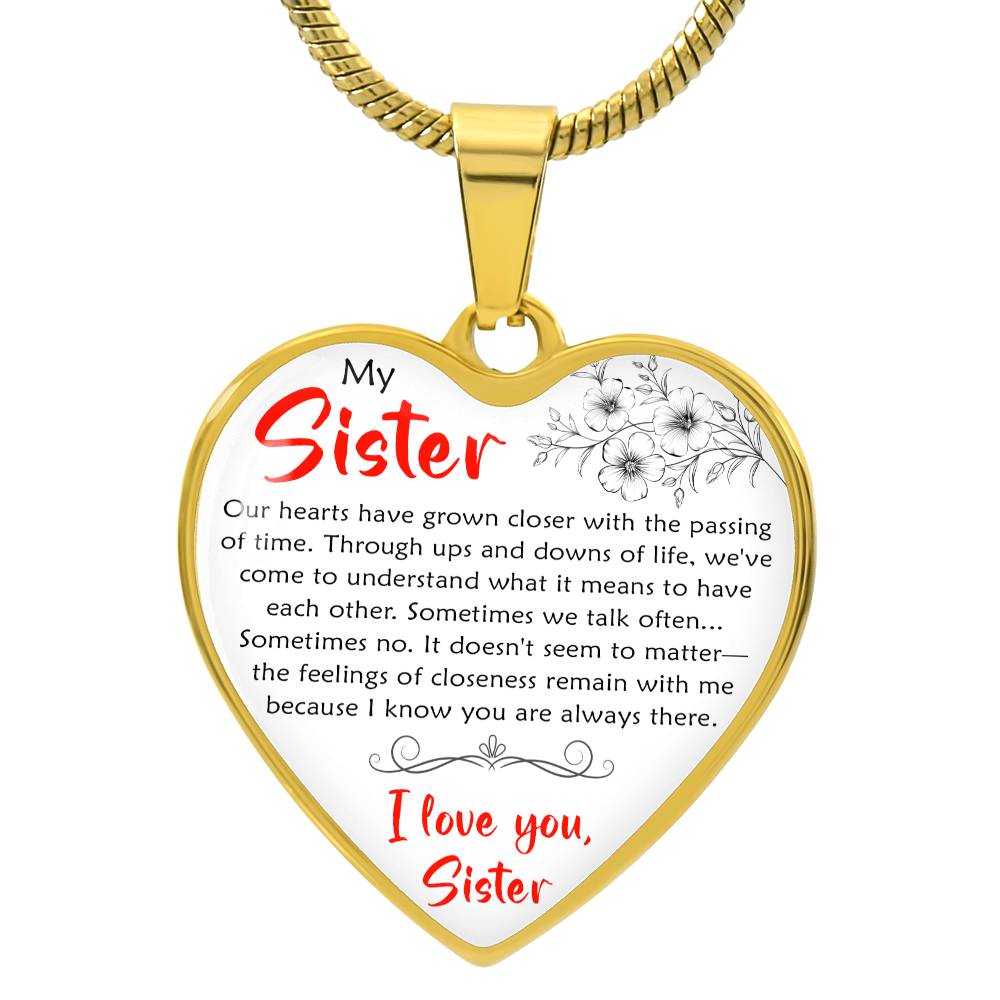 Personalized Sister Heart Necklace, Luxury Necklace for Sister, Sister Pendant Matching Relationship Birthday Jewelry for Girls Women