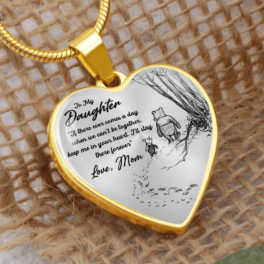 To My Daughter Heart Pendant Necklace  - Jewelry for Daughter Love Mom Birthday Christmas Gift