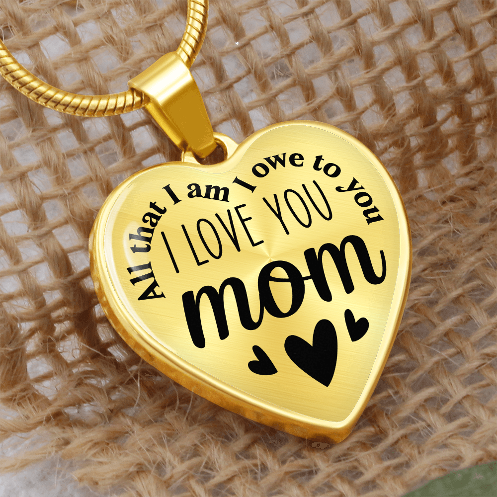 Mother's Heart Necklace for Women - Surgical Steel Heart Necklace, Mom Necklace Heart.