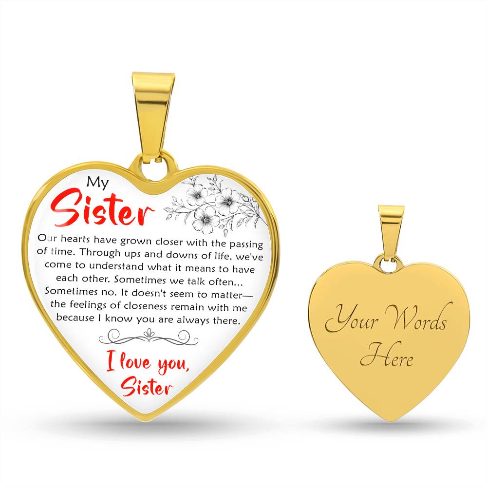 Personalized Sister Heart Necklace, Luxury Necklace for Sister, Sister Pendant Matching Relationship Birthday Jewelry for Girls Women