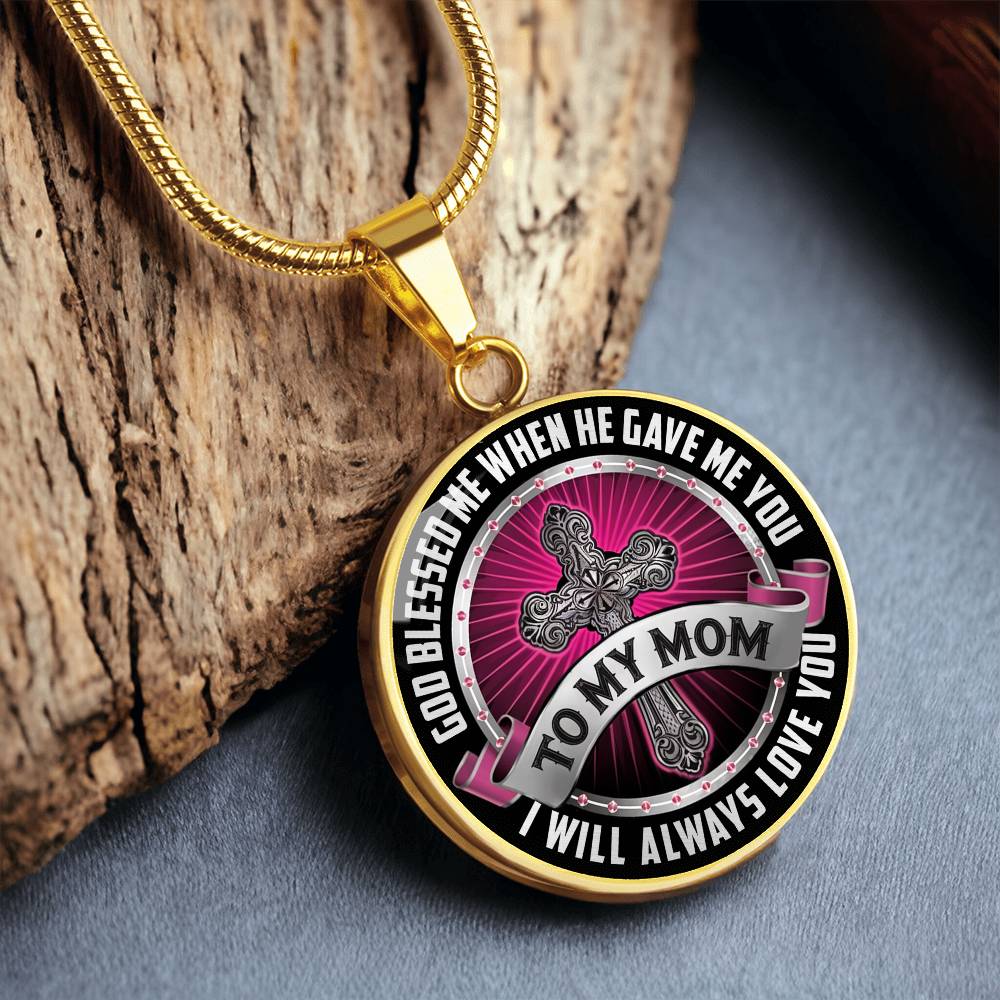 To My Mom Circle Luxury Necklace, Mother Gift, Mothers Day, Love My Mom, Gift For Mothers