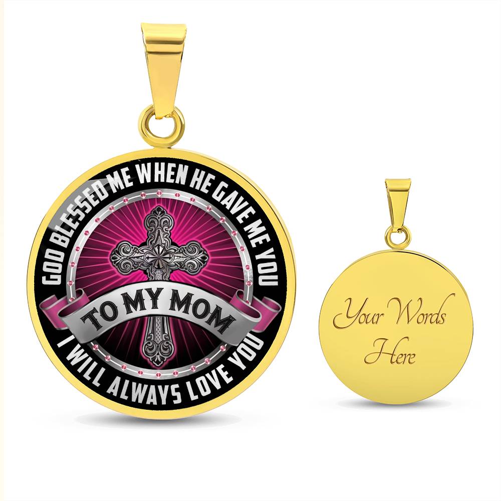 To My Mom Circle Luxury Necklace, Mother Gift, Mothers Day, Love My Mom, Gift For Mothers