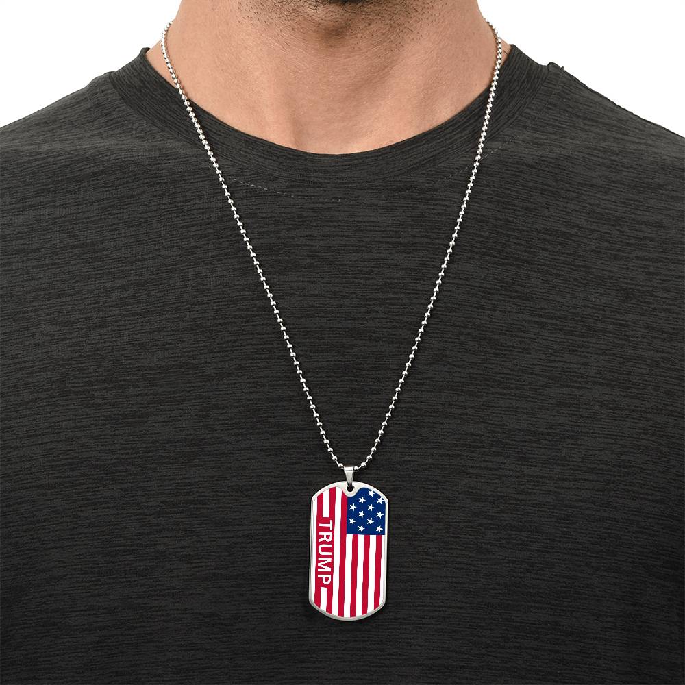 Trump Necklace, Military Dog Tag Chain, Trump Merchandise, American Flag Necklace, Trump Jewelry, Stainless Steel Jewelry For Trump Supporters