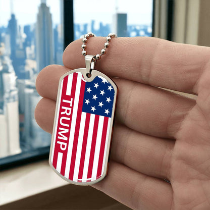 Trump Necklace, Military Dog Tag Chain, Trump Merchandise, American Flag Necklace, Trump Jewelry, Stainless Steel Jewelry For Trump Supporters