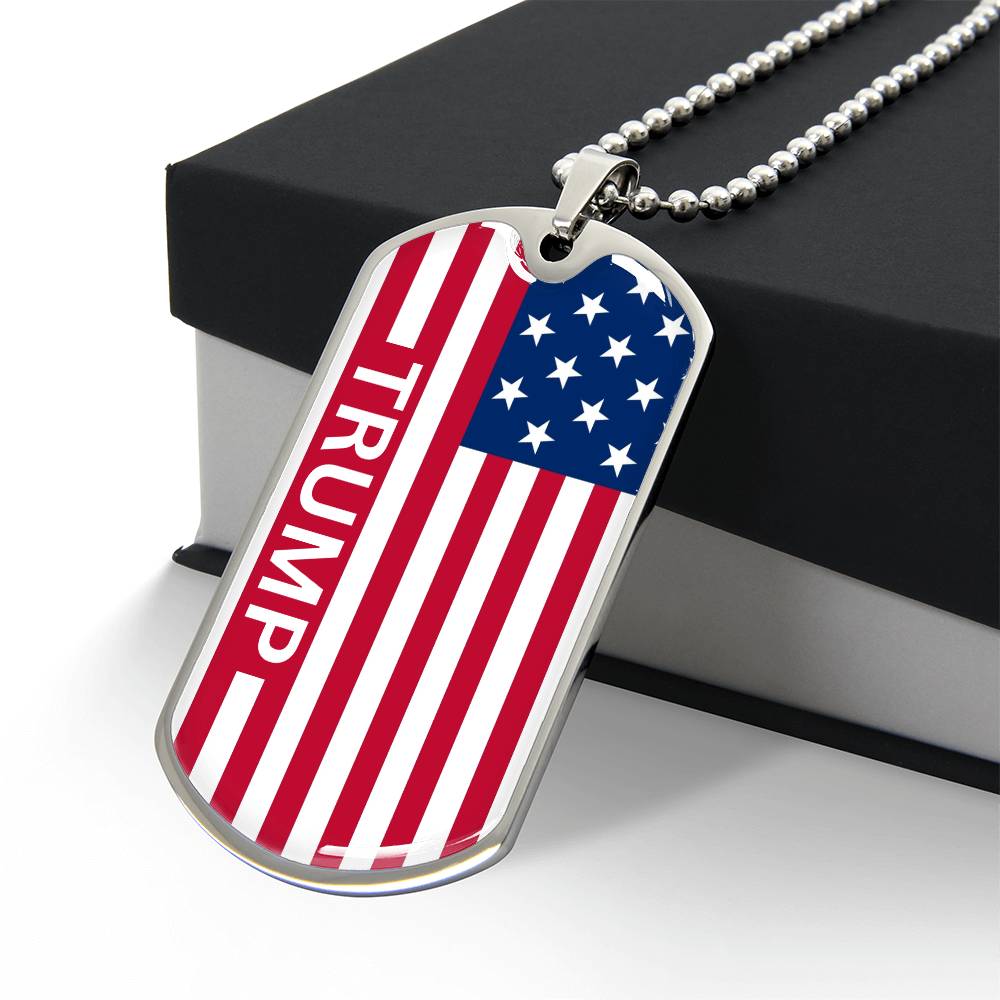 Trump Necklace, Military Dog Tag Chain, Trump Merchandise, American Flag Necklace, Trump Jewelry, Stainless Steel Jewelry For Trump Supporters