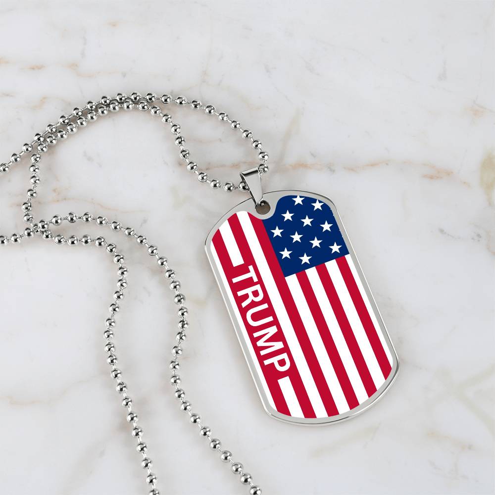 Trump Necklace, Military Dog Tag Chain, Trump Merchandise, American Flag Necklace, Trump Jewelry, Stainless Steel Jewelry For Trump Supporters