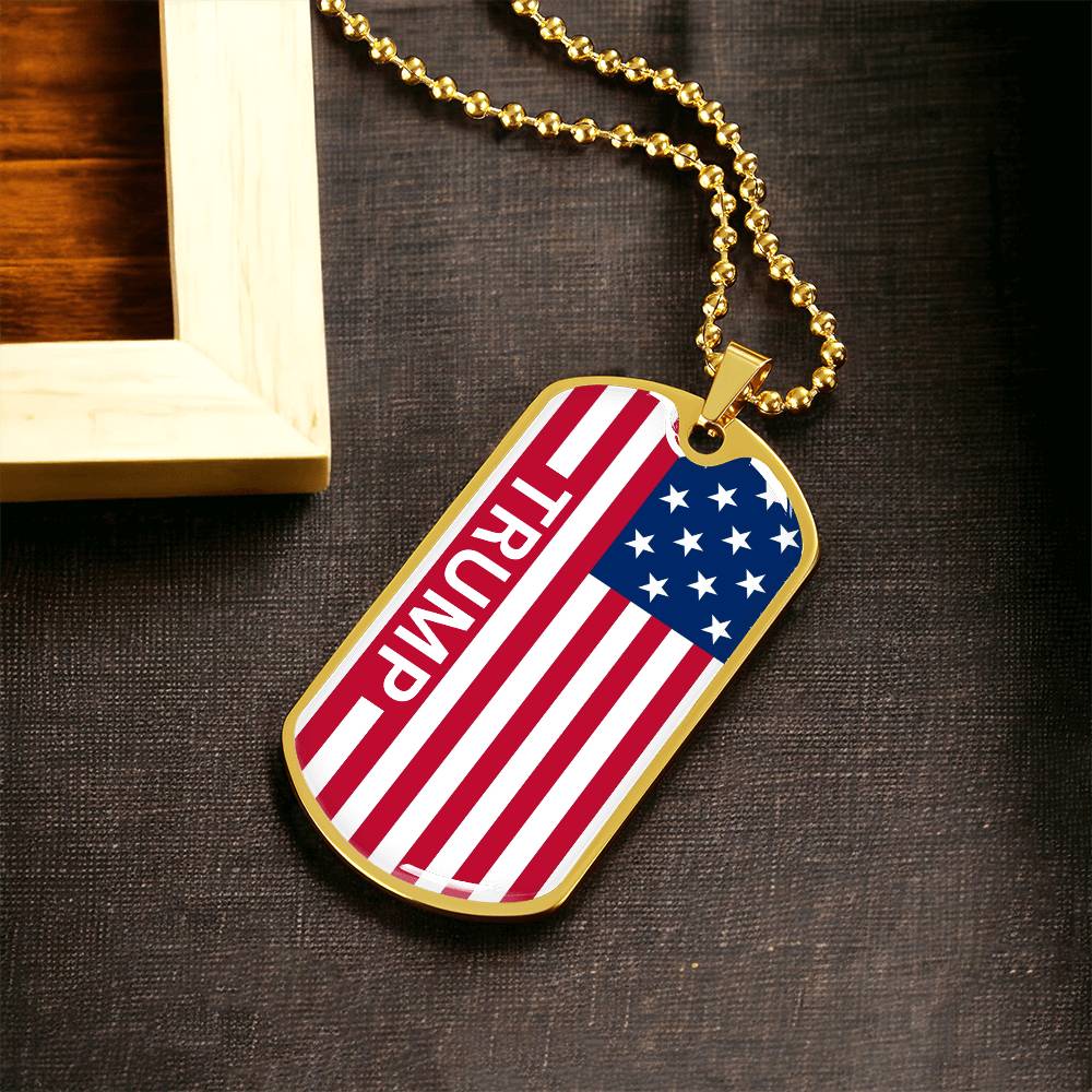 Trump Necklace, Military Dog Tag Chain, Trump Merchandise, American Flag Necklace, Trump Jewelry, Stainless Steel Jewelry For Trump Supporters