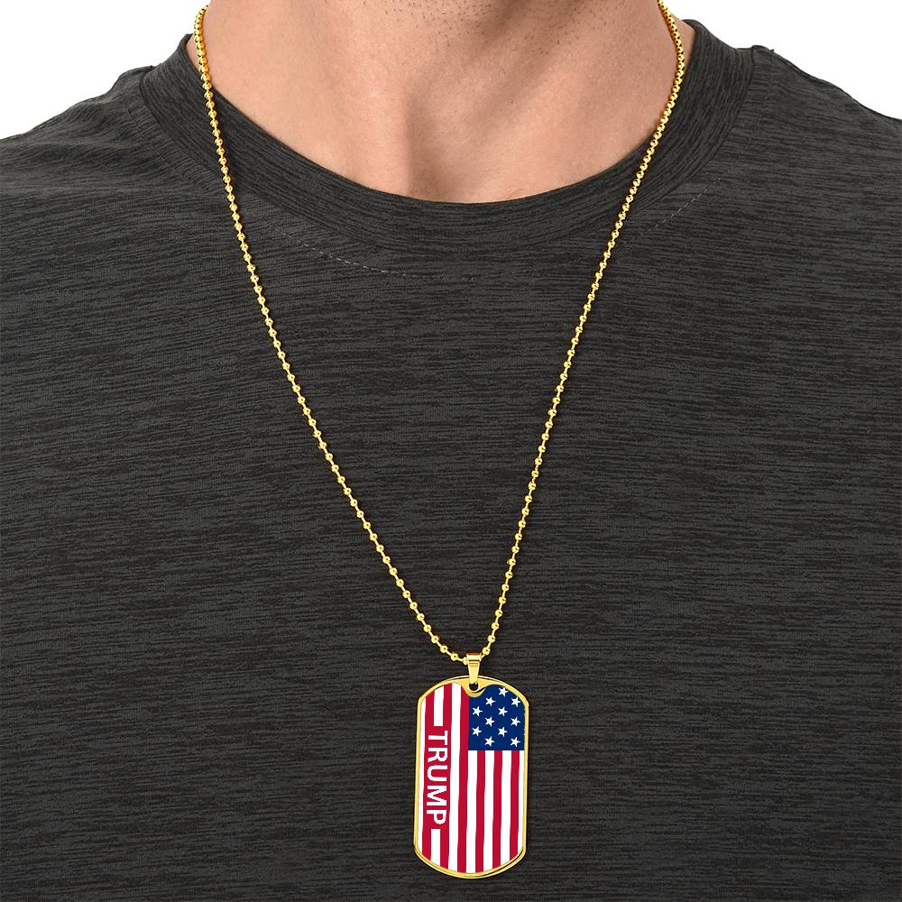 Trump Necklace, Military Dog Tag Chain, Trump Merchandise, American Flag Necklace, Trump Jewelry, Stainless Steel Jewelry For Trump Supporters