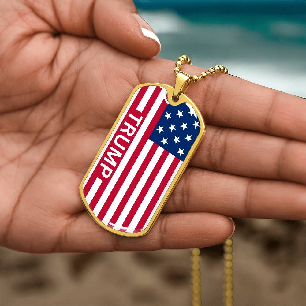 Trump Necklace, Military Dog Tag Chain, Trump Merchandise, American Flag Necklace, Trump Jewelry, Stainless Steel Jewelry For Trump Supporters